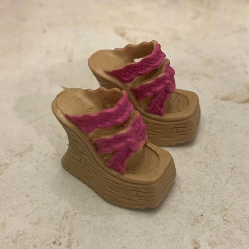Vintage Barbie My Scene Retro Style Wedge Shoes Sandals Mattel